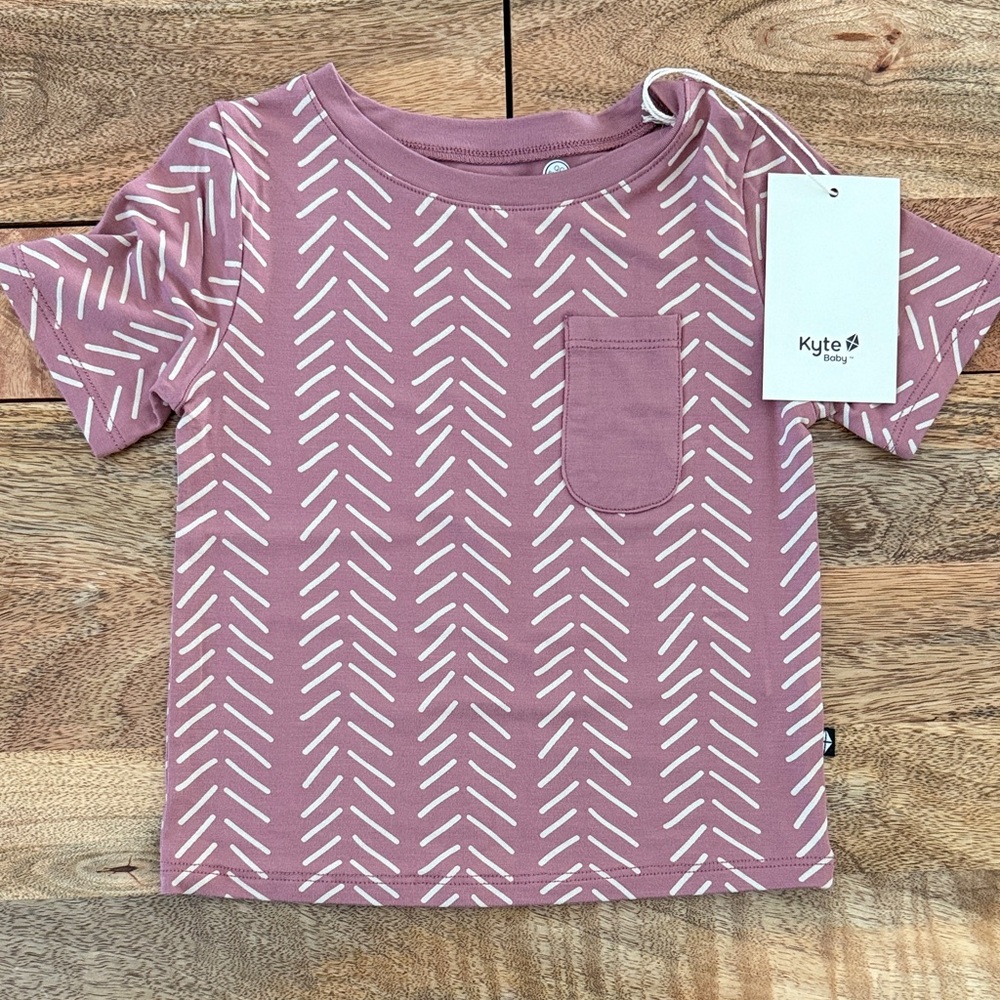 Kyte BABY Dusty Rose Herringbone Print Toddler Tee 2T